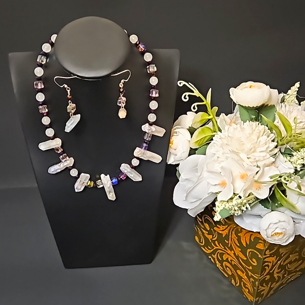 Natural Crystal Quartz Necklace Set